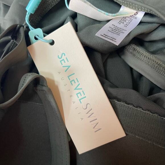 Sea Level Eco Essentials Twist Front A-DD Cup Singlet Top Adjustable Khaki SZ 12 - Picture 5 of 7